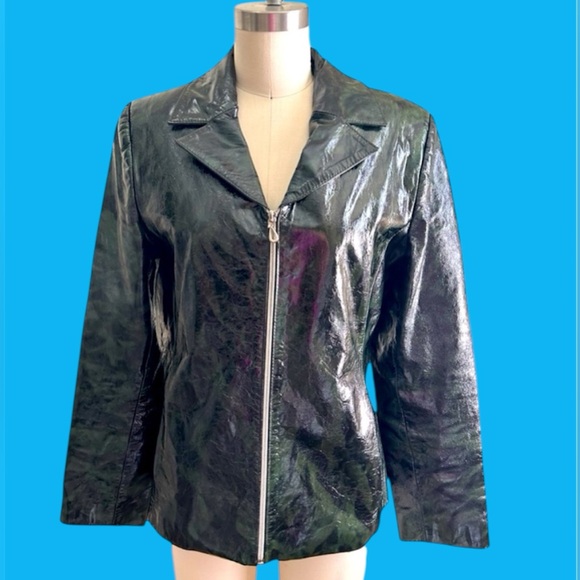 CIHAN LEDER Original Collection Vintage Patent Snakeskin Genuine Leather Jacket - Picture 1 of 12